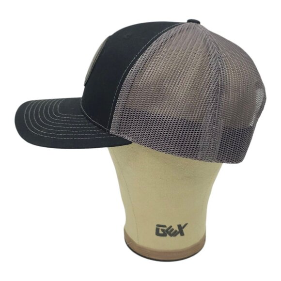 Richardson Oxford Round Patch Mesh Snapback Cap Trucker Baseball Hat Black Gray - Picture 11 of 14